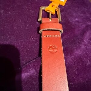 Timberland Tan Leather Belt with Gold Buckle